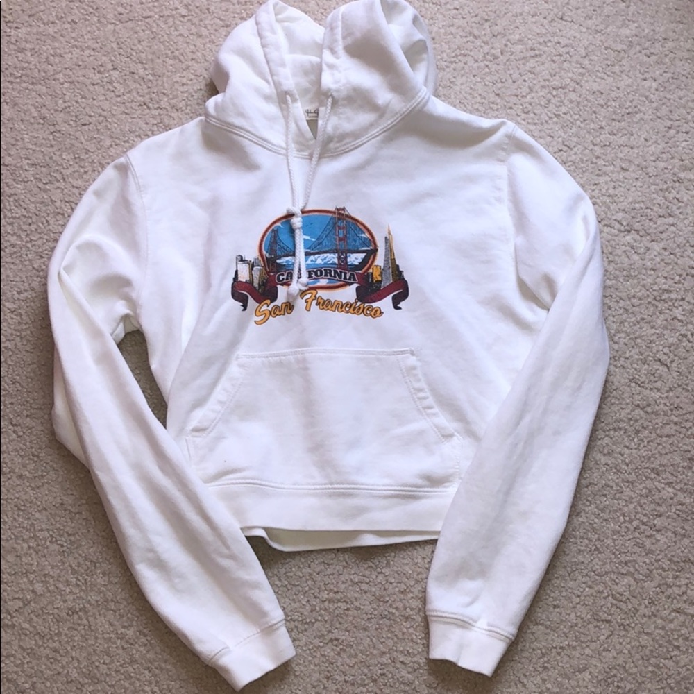 White Brandy Melville Cropped Hoodie